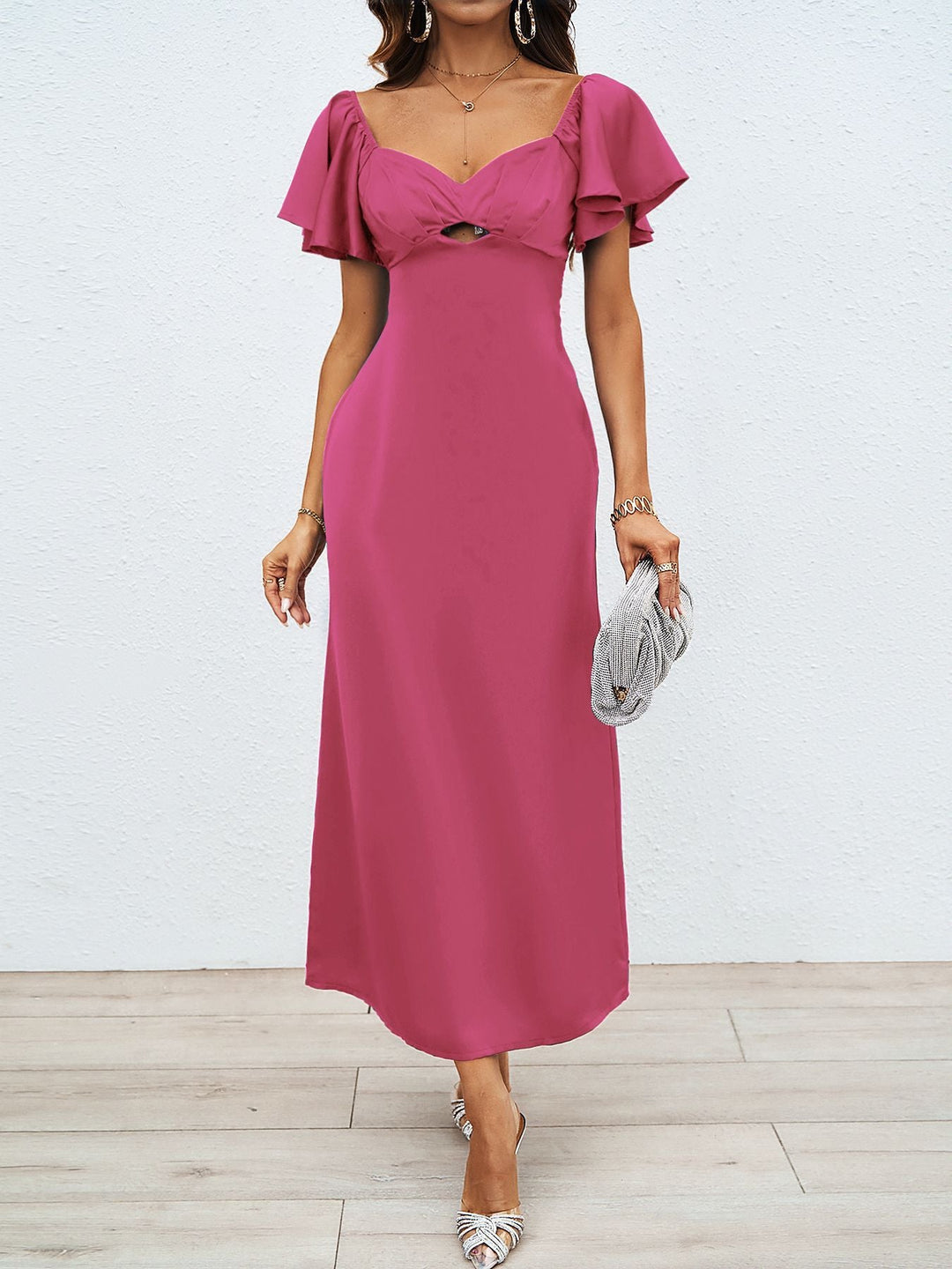 Damen Maxikleid mit schulterfreiem Design und eleganten Rüschendetails Drune