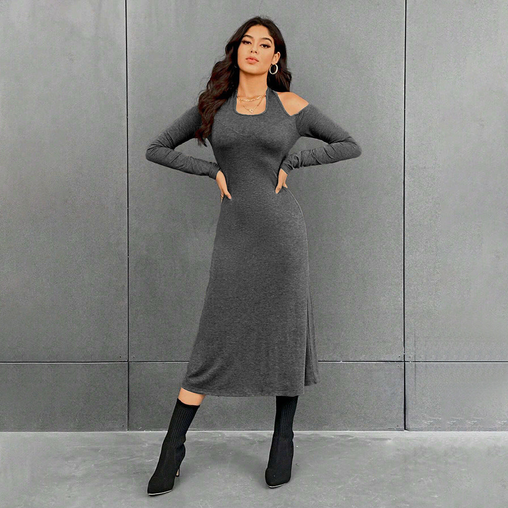 Damen figurbetontes Midikleid mit Neckholder, Cut-Out-Schultern und taillierter Jersey-Silhouette Drune
