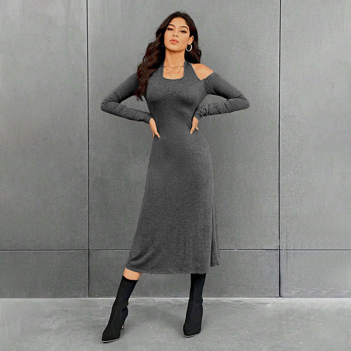Damen figurbetontes Midikleid mit Neckholder, Cut-Out-Schultern und taillierter Jersey-Silhouette Drune