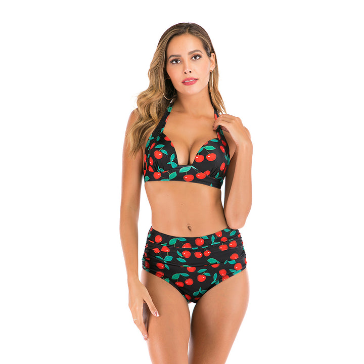 Damen Hoch taillierter Bikini mit floralem Design Drune