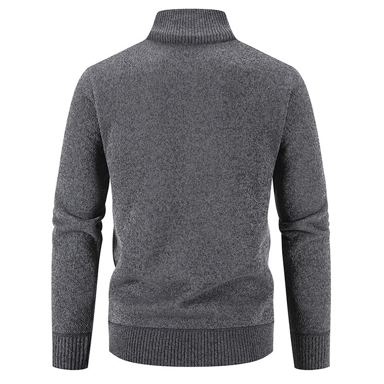 Herren elegante Strickjacke mit hohem Kragen und praktischen Reißverschlusstaschen Drune
