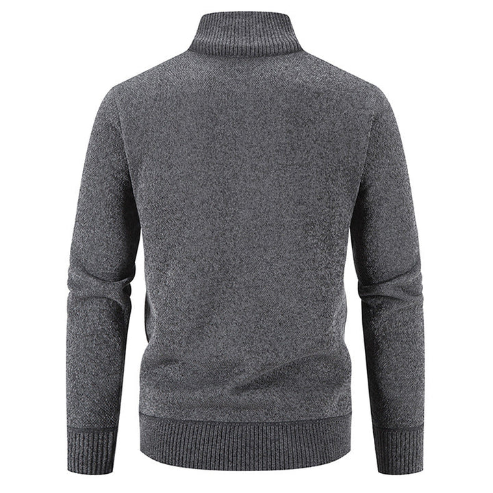 Herren elegante Strickjacke mit hohem Kragen und praktischen Reißverschlusstaschen Drune