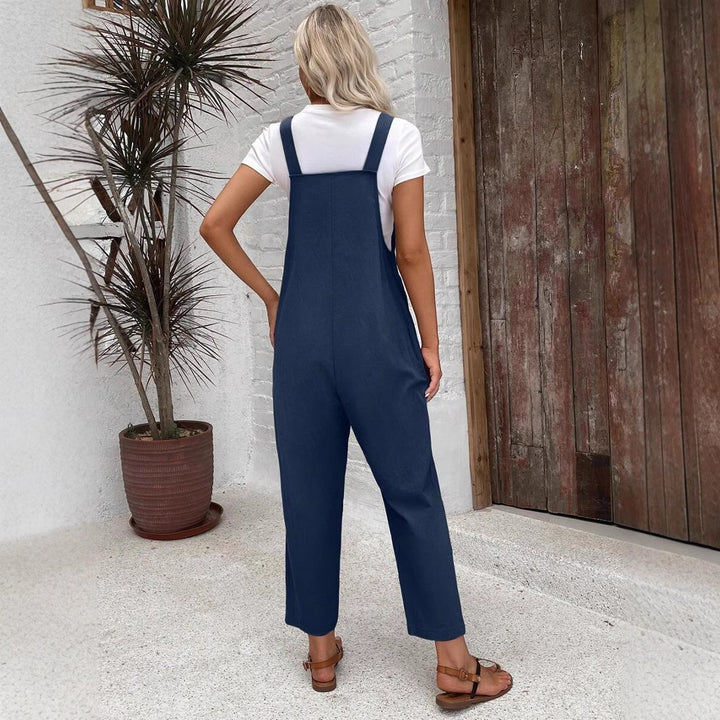 Damen Modische Latzhose mit weit geschnittenem Bein und praktischen Taschen Drune