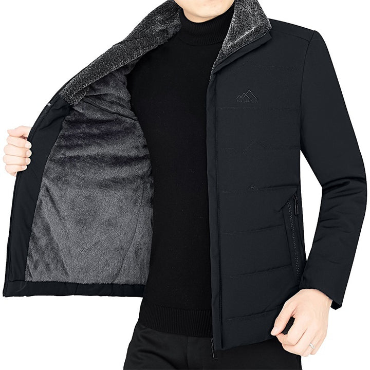 Herren Thermo-Stehkragenjacke mit weichem Teddyfutter und Reißverschlusstaschen Drune