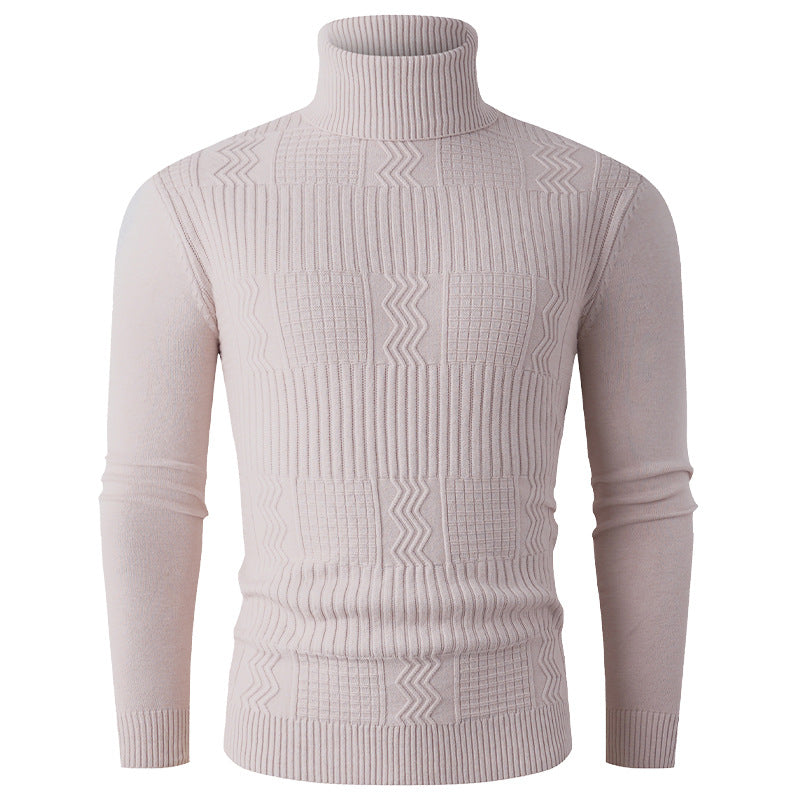 Herren Rollkragenpullover aus Feinstrick mit strukturiertem Jacquardmuster und tailliertem Schnitt Drune