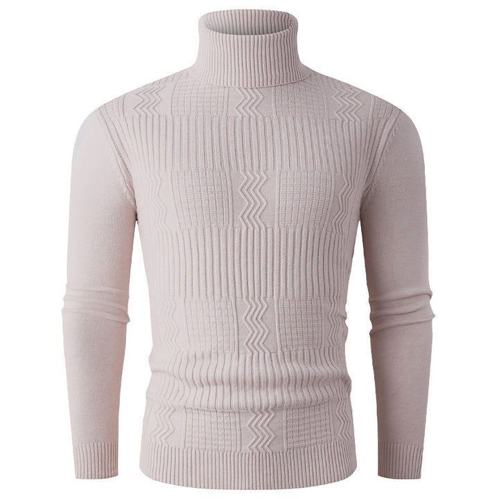 Herren Rollkragenpullover aus Feinstrick mit strukturiertem Jacquardmuster und tailliertem Schnitt Drune
