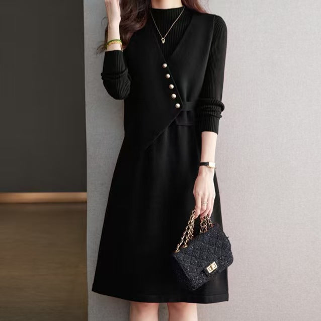 Damen Kombination aus Strickkleid und Weste Drune