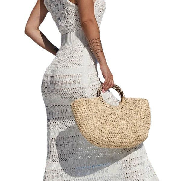 Damen Häkel-Maxikleid mit seitlichem Schlitz Drune