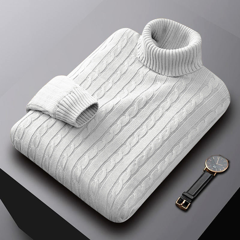 Herren nan grob gestrickter Rollkragenpullover mit Zopfmuster und wärmender Strickstruktur Drune