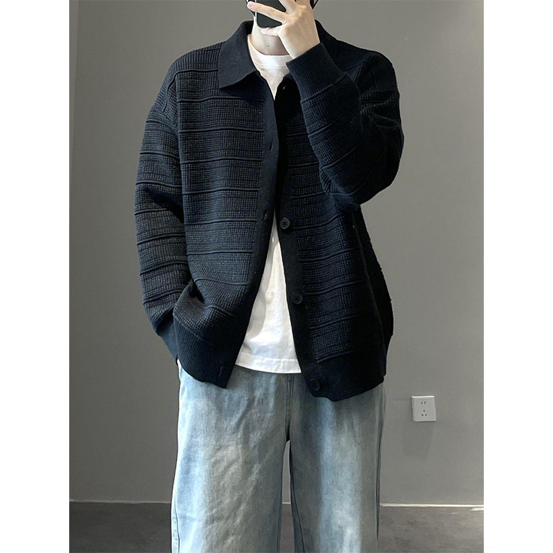 Herren Modische Strickjacke mit strukturierter Oberfläche Drune
