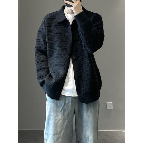 Herren Modische Strickjacke mit strukturierter Oberfläche Drune