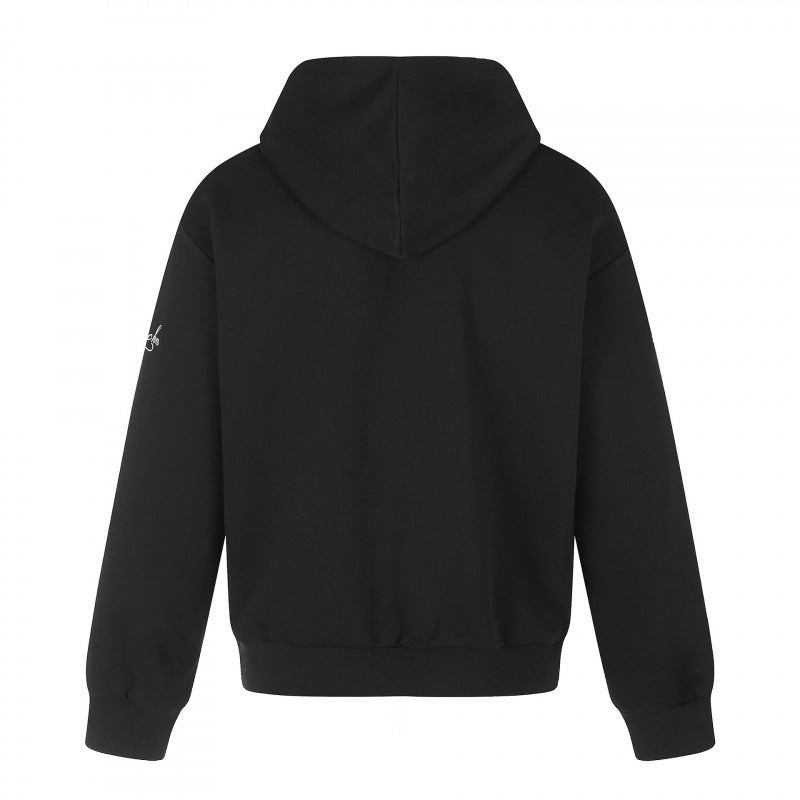 Unisex Reißverschluss-Kapuzenjacke im Military-Look mit Kordelstickerei und Kreuz-Zipper Drune