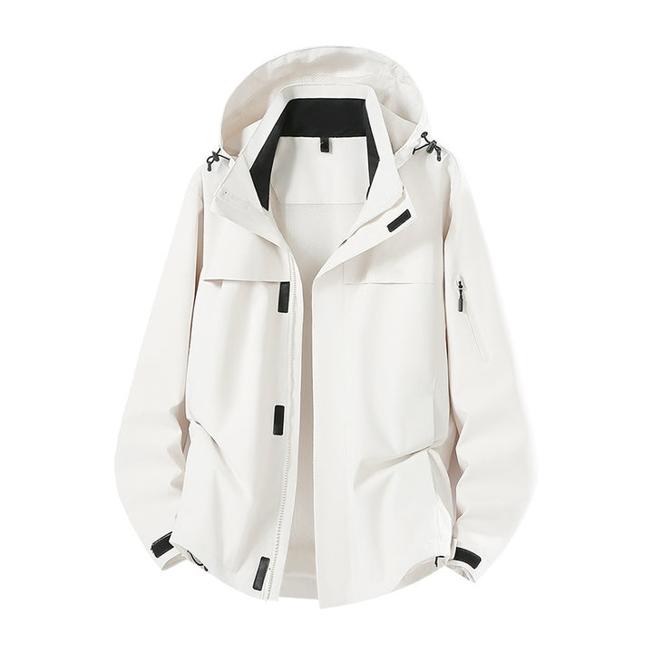 Herren Leichte wasserabweisende Kapuzen-Softshell-Übergangsjacke mit Meshfutter & Utility-Taschen Drune