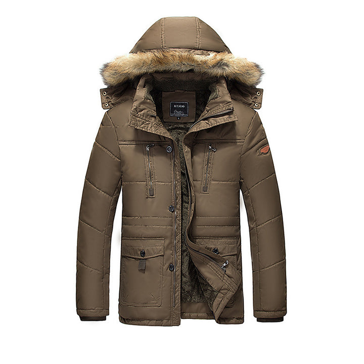 Herren Thermo-Fieldparka mit gesteppter Außenlage, Teddyplüsch-Innenfutter und abnehmbarer Kunstfellkapuze Drune