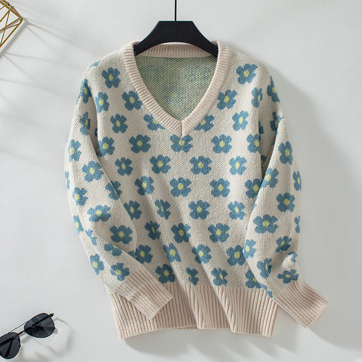 Drune | Strickpullover mit Blumenmuster