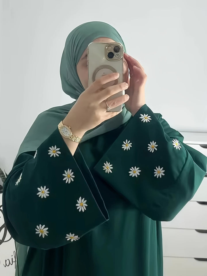 Damen elegantes Tunikakleid mit floralem Stickmuster Drune