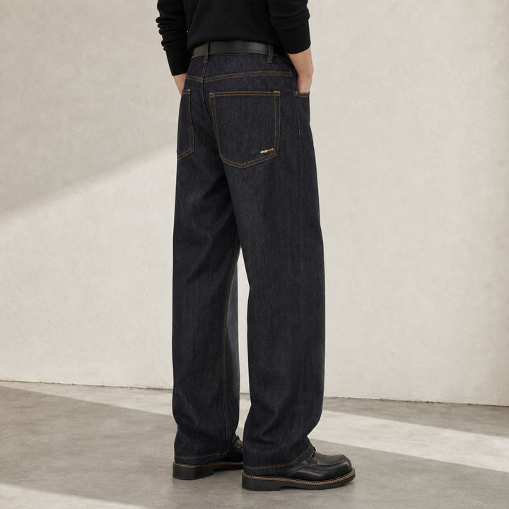 Damen Gerade geschnittene hochgeschnittene Jeans aus robustem Denim Drune
