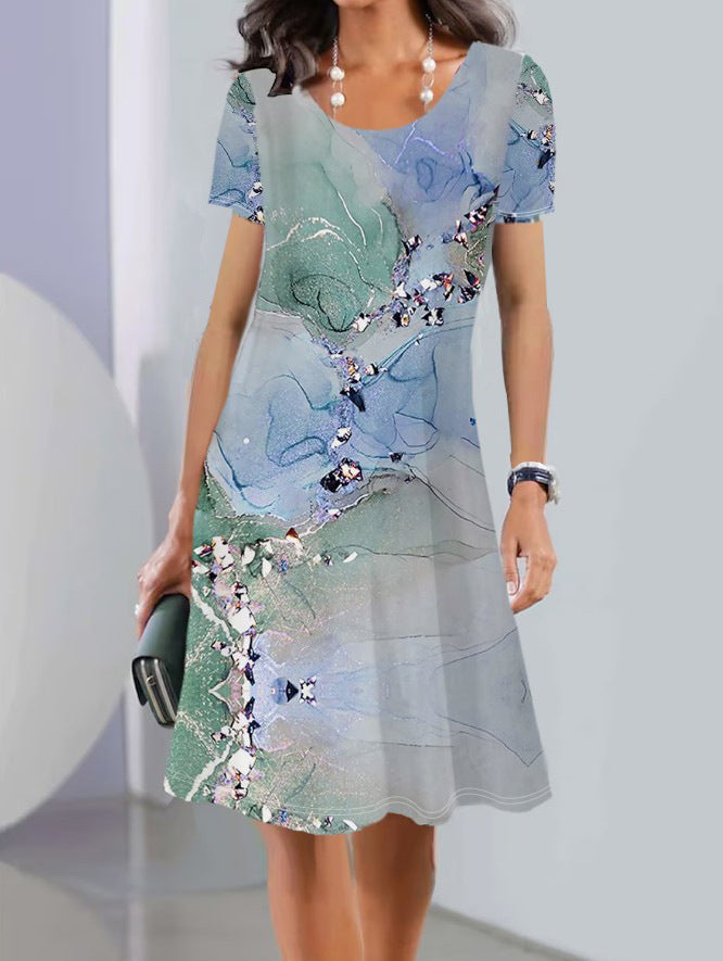 Damen Floral Bedrucktes A-Linien Kleid Drune