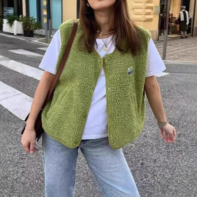 Damen modische Weste mit Fleece-Futter und praktischen Taschen Drune