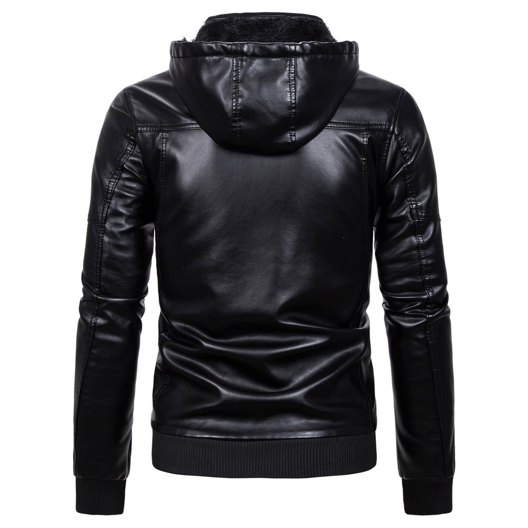 Herren Vintage-inspirierte Kunstleder-Bomberjacke mit Teddyfutter, Stehkragen und Brusttaschen Drune