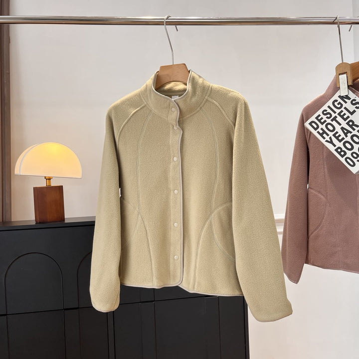 Damen Fleecejacke mit hohem Kragen und Druckknöpfen Drune