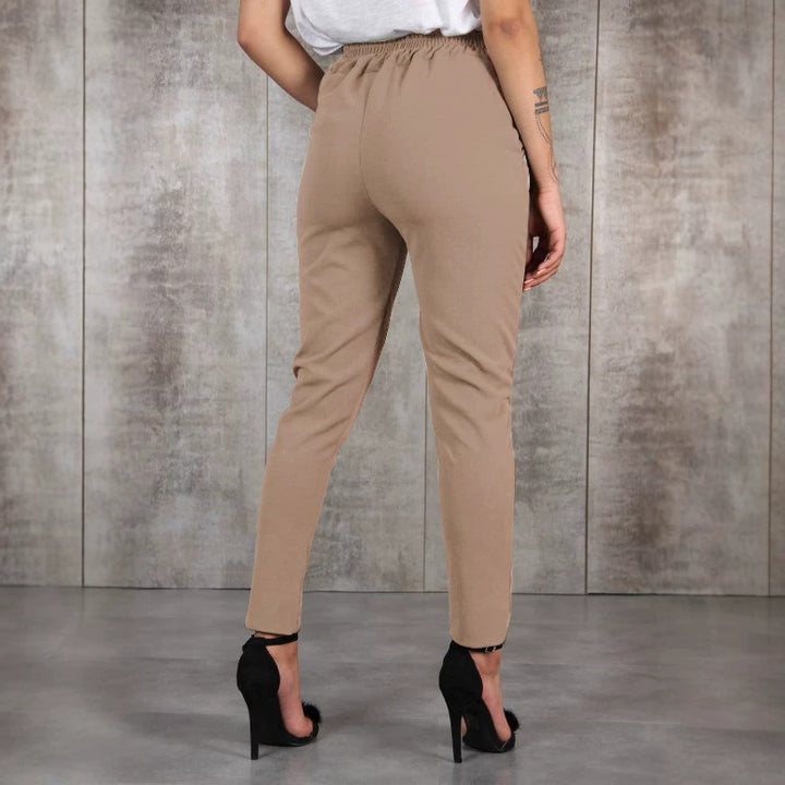 Damen nan taillierte Paperbag-Hose mit Bindegürtel und schmalem Bein Drune