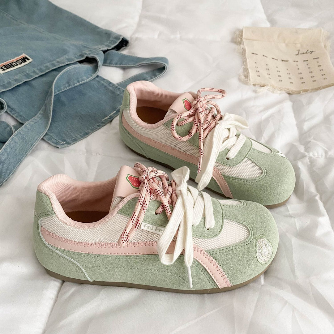 Damen Retro-sportliche Sneaker mit Wildleder- und Mesh-Mix sowie gepolsterter Komfortsohle Drune