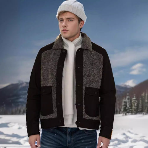 Herren vielseitige und stylische Outdoor-Jacke mit Teddyfell-Elementen Drune