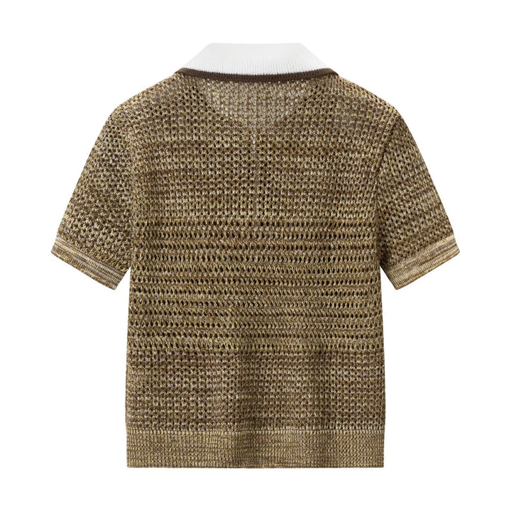 Damen Polo-Shirt mit dekorativem Strickmuster und klassischem Kragen Drune