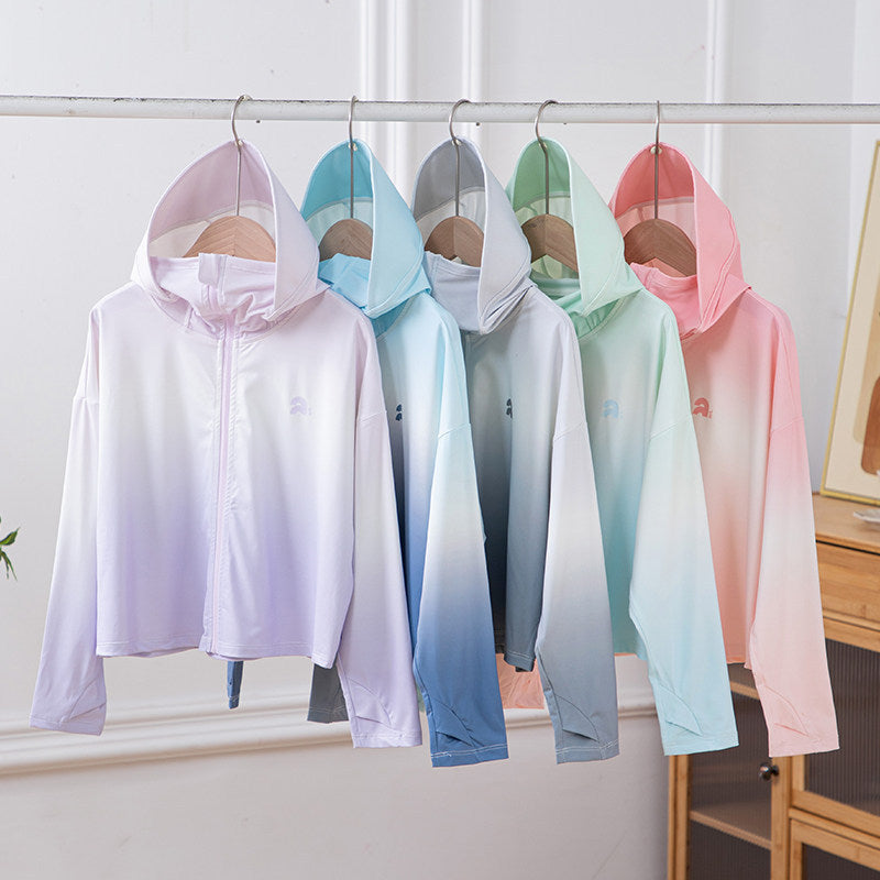 Damen nan leichte Kapuzenjacke mit UV-Schutz, schnell trocknender Sportjacke mit Reißverschluss Drune