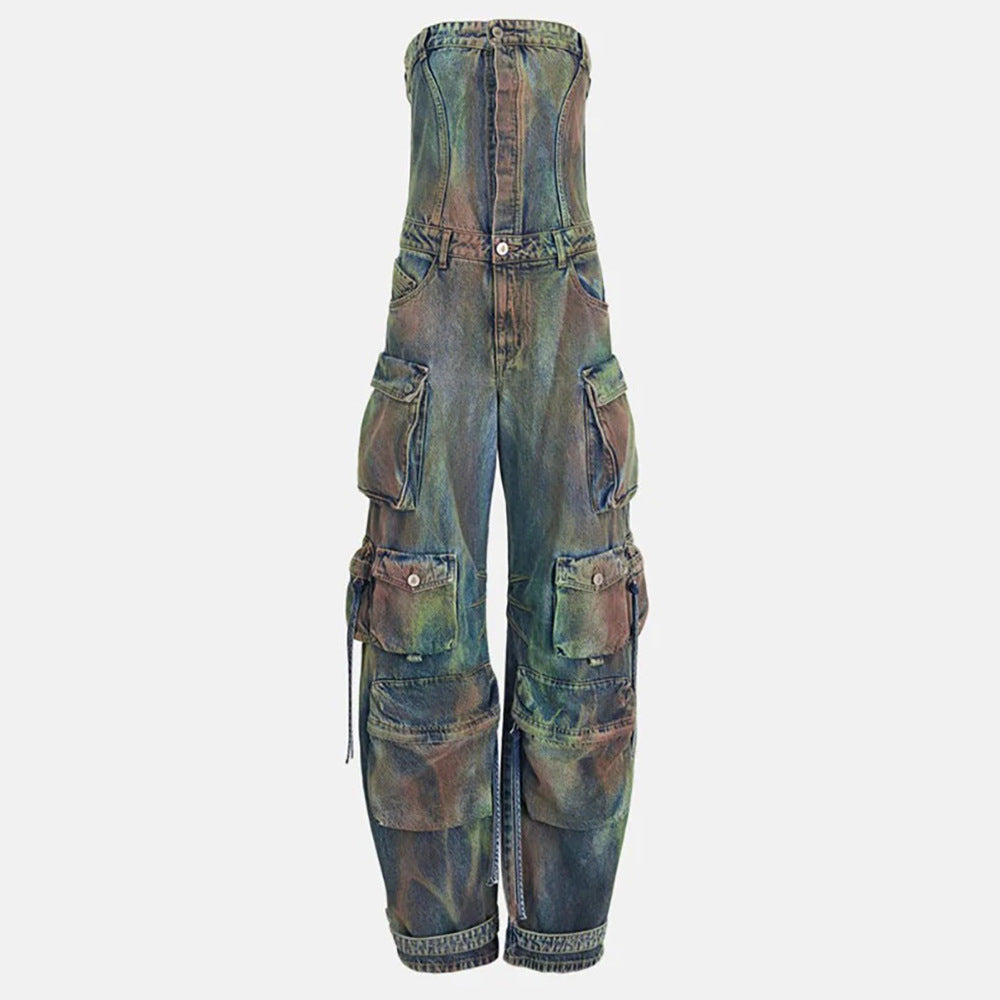 Damen Cargo-Overall mit vielseitigem Taschen-Design und elastischem Bund Drune
