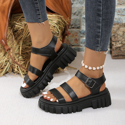 Damen Komfortable Plateau-Sandalen mit verstellbarem Riemen und rutschfester Sohle Drune