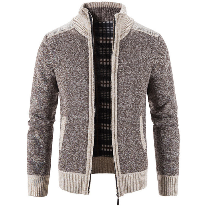 Herren Strickjacke mit modernem Stehkragen und strukturiertem Design Drune