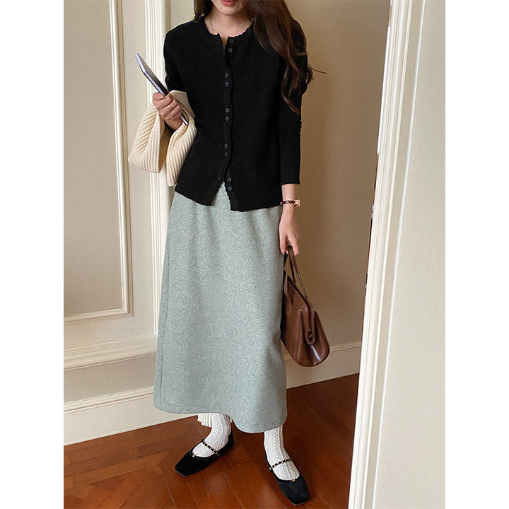 Damen elegante Strickjacke mit Knopfleiste Drune