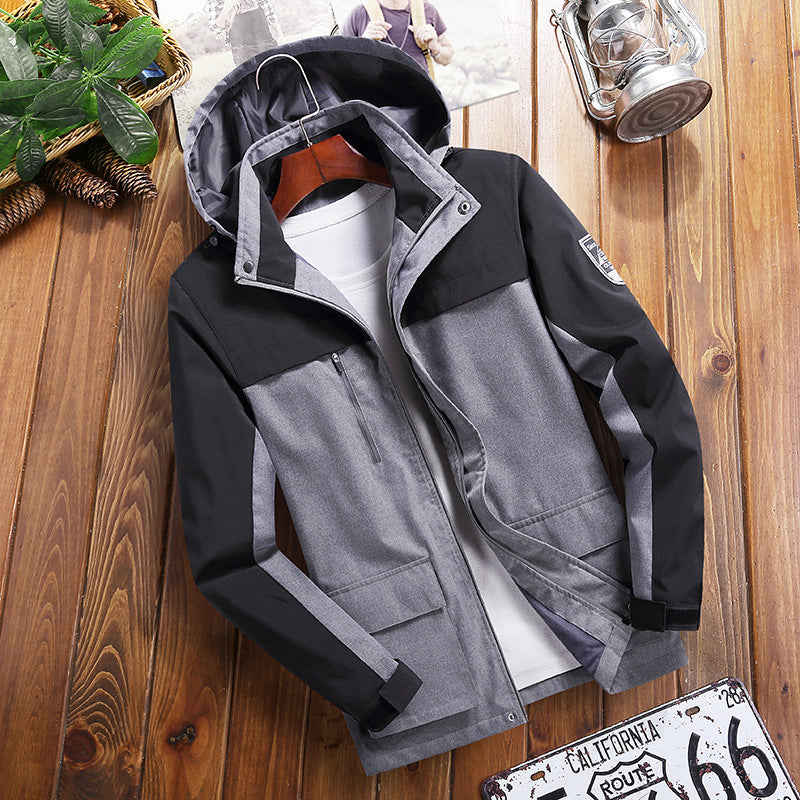 Herren Trendige Outdoor-Jacke mit abnehmbarer Kapuze Drune