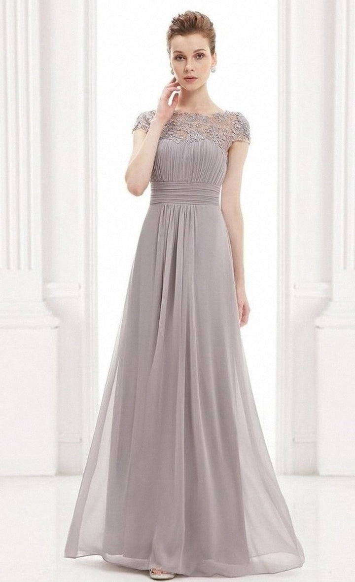 Damen Elegantes Abendkleid mit feiner Spitze und fließendem Rock Drune