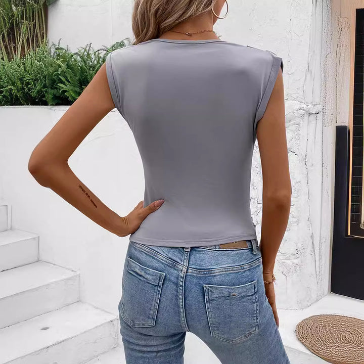 Damen Figurbetontes Oberteil mit Drapierungsdesign Drune
