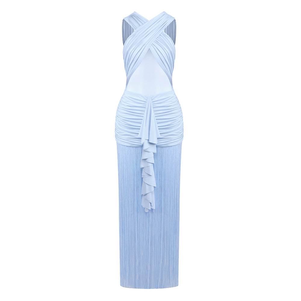 Damen Maxikleid mit raffinierten Drapierungen und fließendem Schnitt Drune