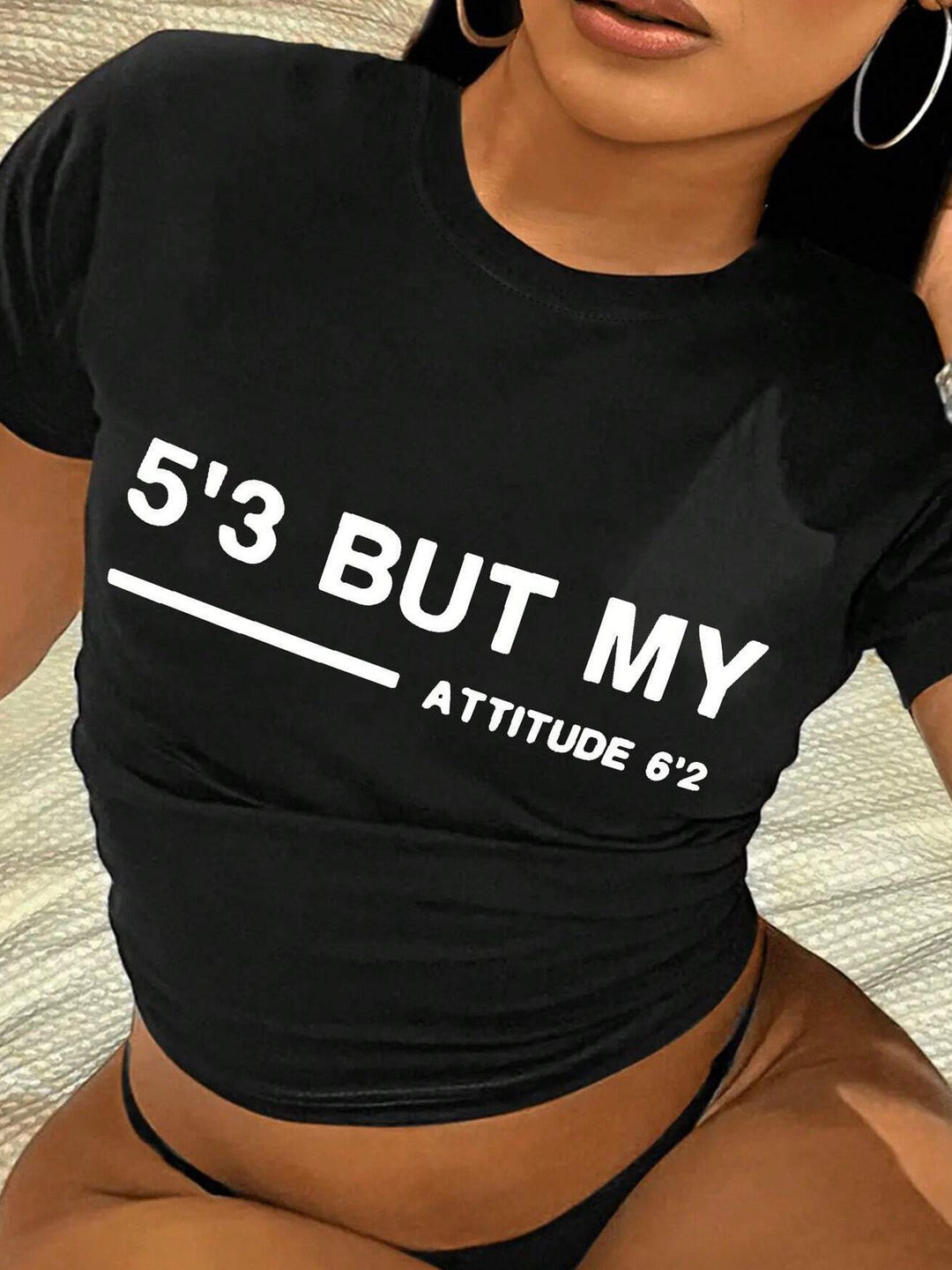 Damen Crop-T-Shirt mit kreativem Telefon-Design Drune