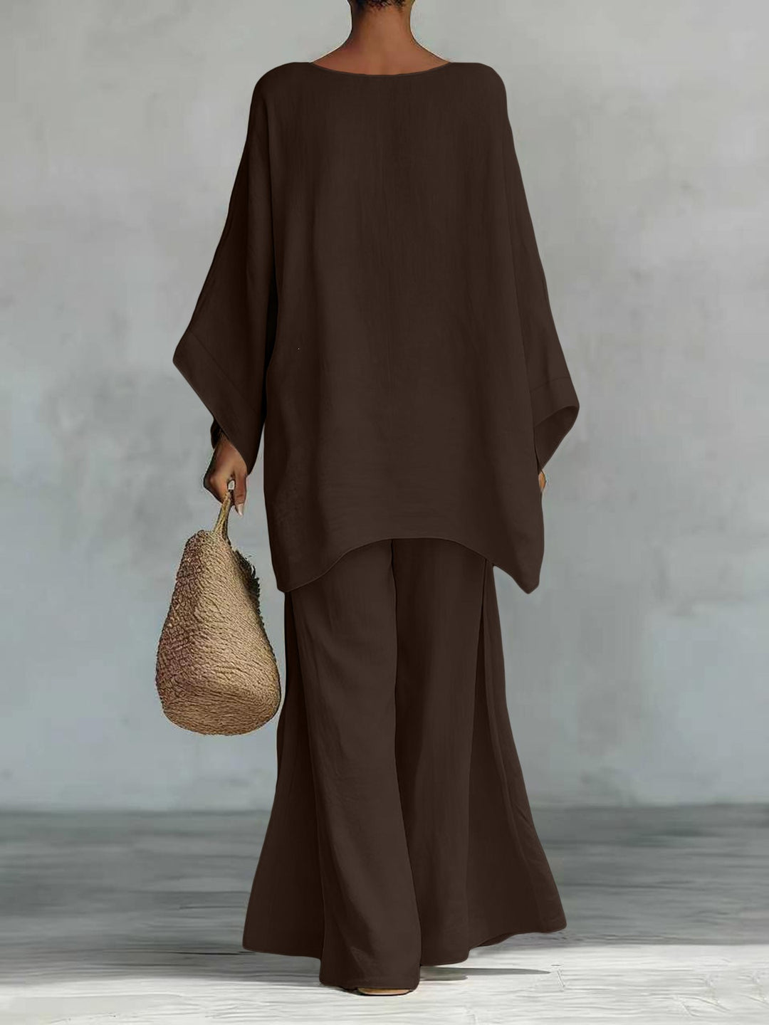 Damen Lässiges Oversize-Kaftanoberteil mit weiten Palazzohosen Drune