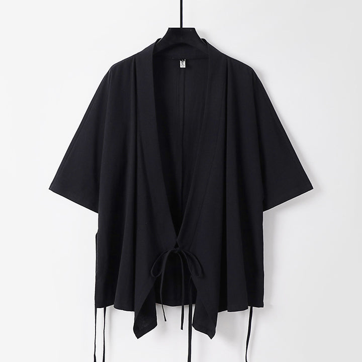 Damen locker fallende Kimono-Jacke mit Bindegürtel Drune