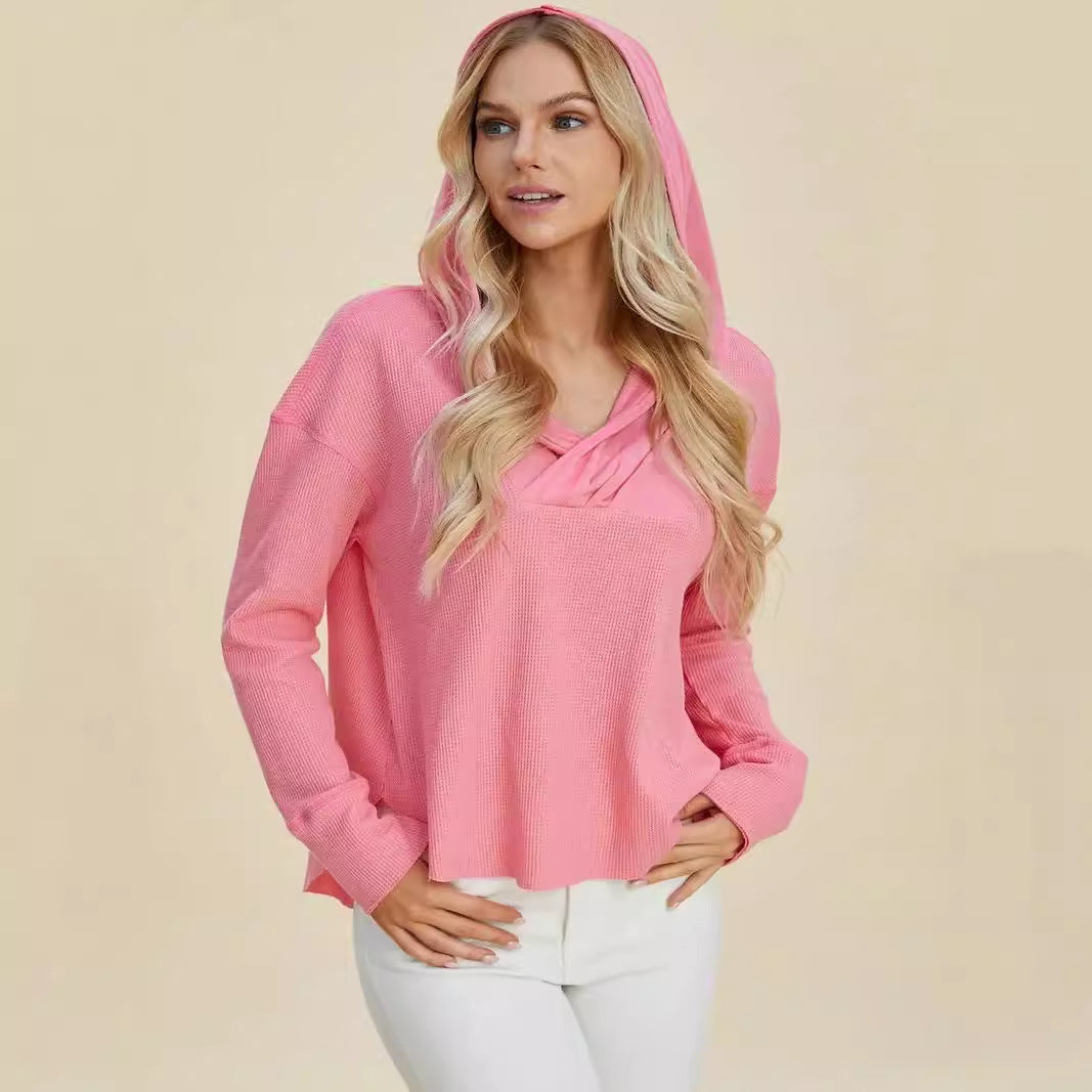 Damen Freizeit Hoodie mit raffiniertem Ausschnitt Drune
