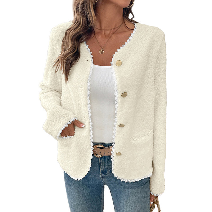 Damen Eleganter Cardigan mit Spitzenverzierungen Drune