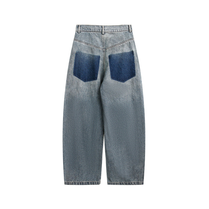 Damen High‑Waist Baggy-Jeans mit aufgesetzten Fronttaschen und Destroy-Details Drune