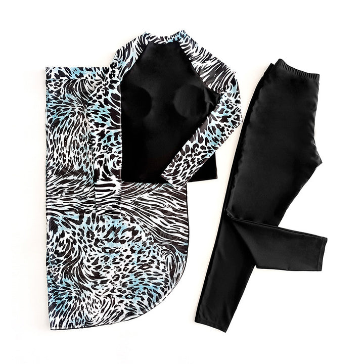 Damen Sportliches Badeoberteil mit langem Arm und modischem Wickelrock Drune