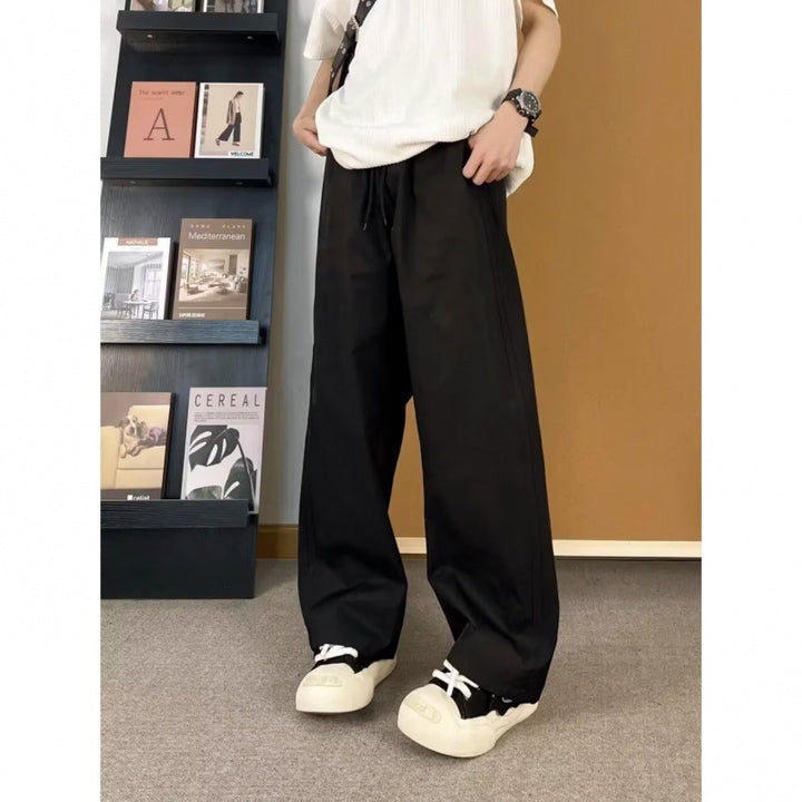 Damen lockere Palazzo-Hose mit elastischem Bund und tiefen Taschen Drune