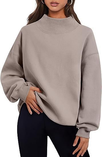 Damen Oversized Sweatshirt mit hochgeschlossenem Kragen und lässigem Schnitt Drune
