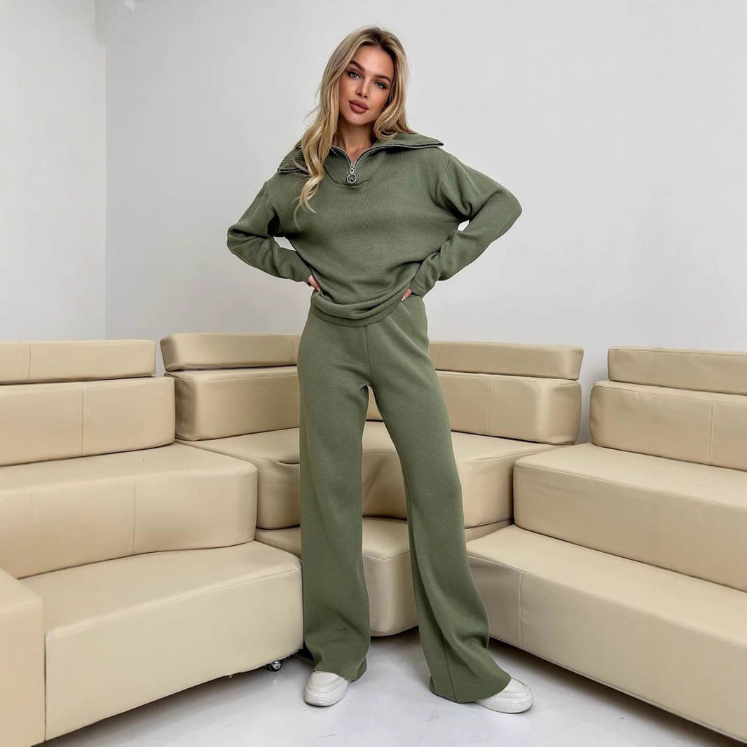 Damen Komfortables Sweat-Set mit hohem Kragen Drune