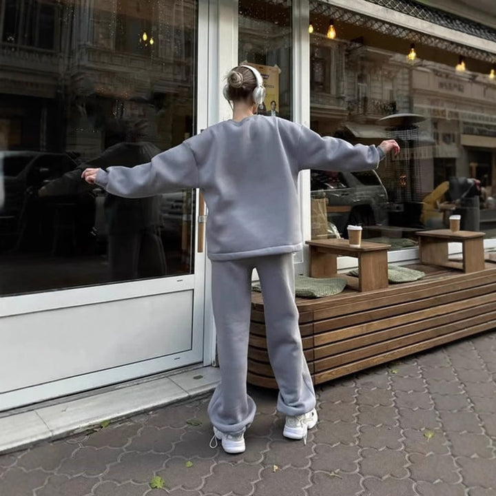Damen lässiges Sweatshirt und weite Jogginghose Set Drune