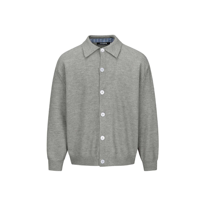 Herren Strick-Cardigan mit Hemdkragen, durchgehender Knopfleiste und geripptem Saum Drune